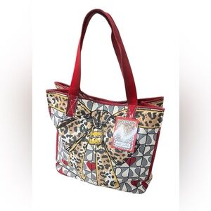 Brighton Wild with Love- tote- BNWT-Leopard Print Tote with Red Accents
